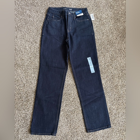 Old Navy Dark Blue Extra High Rise Straight Jeans - Picture 2 of 3
